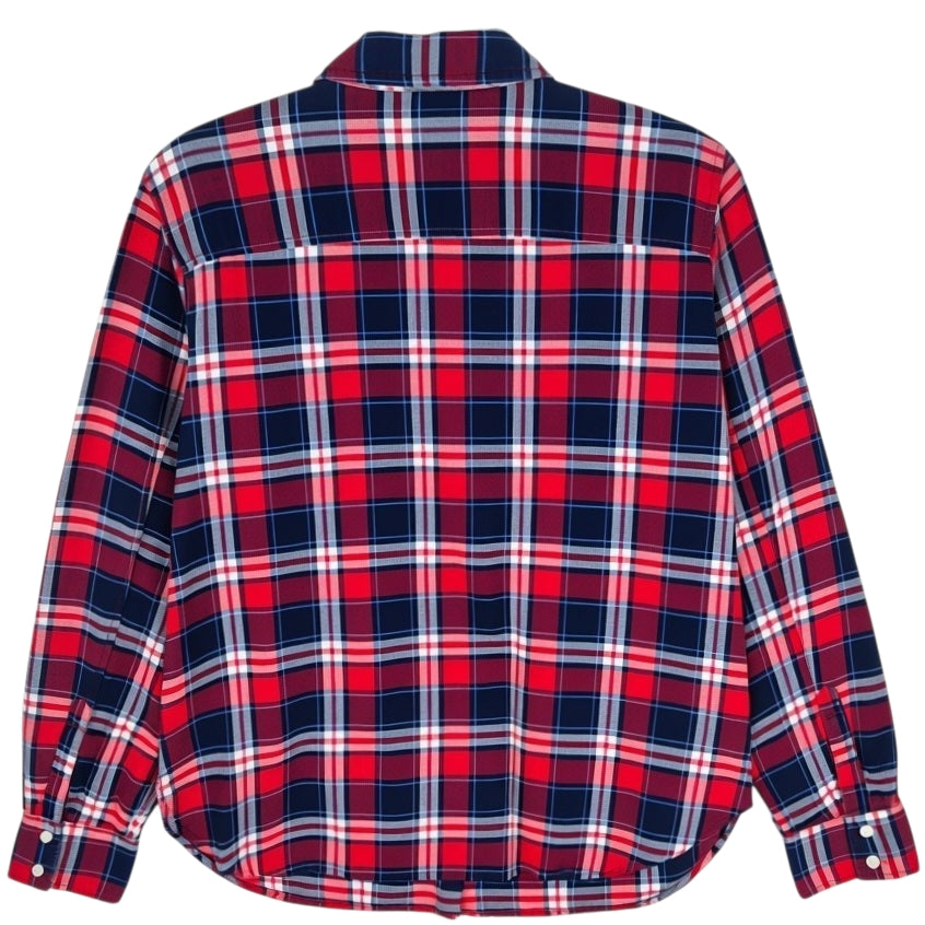Tommy Hilfiger Womens Red & Blue Checkered Long Sleeve Button Shirt Size S