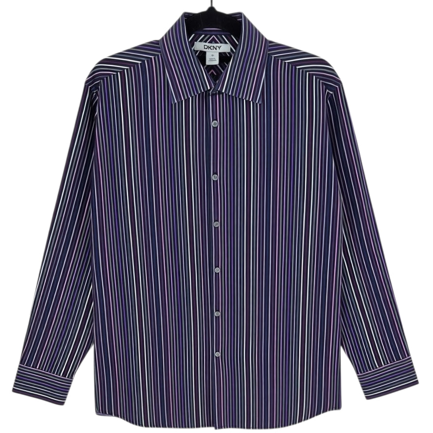 DKNY Womens Purple Striped Dress Shirt Size L