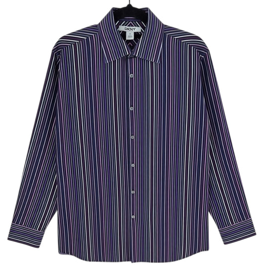 DKNY Womens Purple Striped Dress Shirt Size L