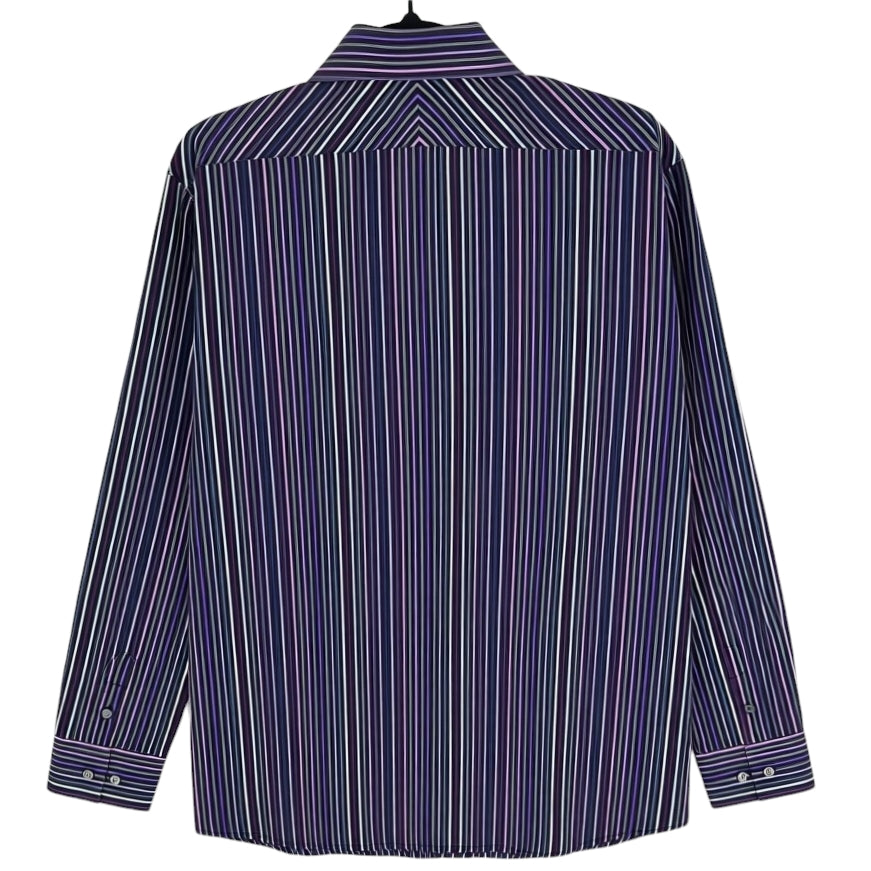 DKNY Womens Purple Striped Dress Shirt Size L