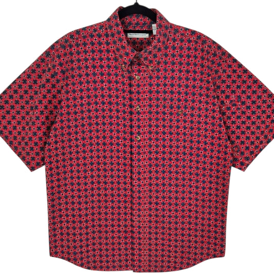 Vintage Bugle Boy 90's Red Short Sleeve Button Shirt Size L