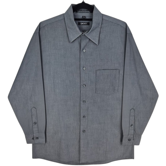 DKNY Dark Grey 80's 2 Ply Dress Shirt Size L