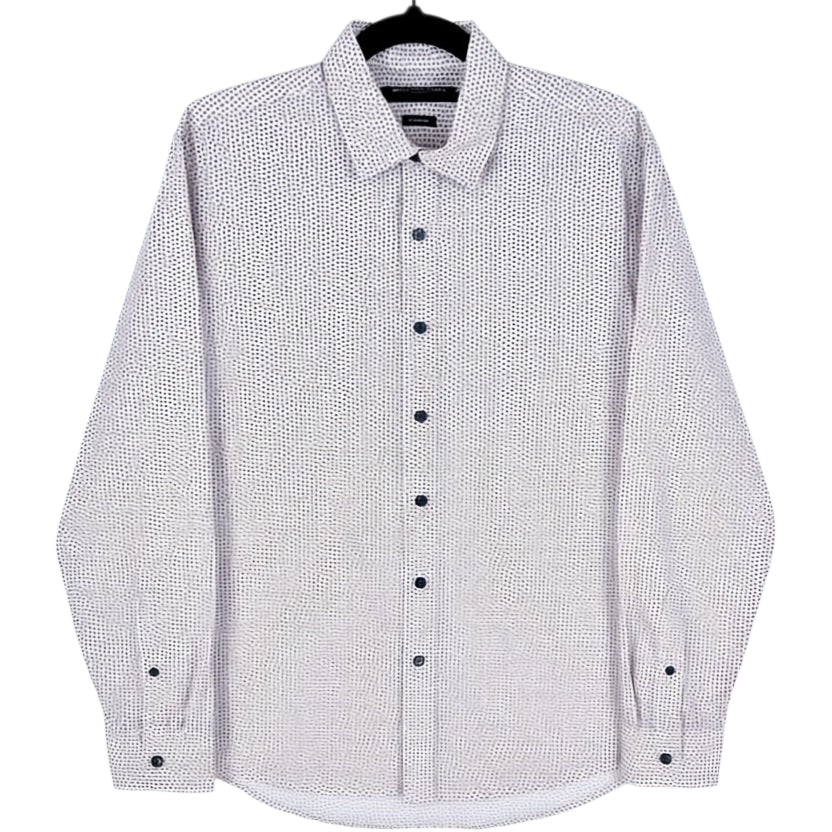Michael Kors White & Red Spotted Classic Fit Dress Shirt Size S