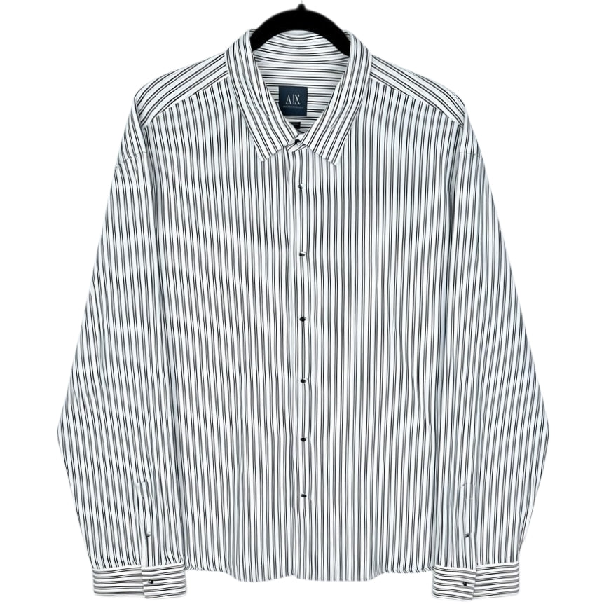 Armani Exchange White & Silver Striped Dress Shirt Size 2XL
