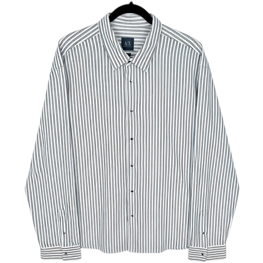 Armani Exchange White & Silver Striped Dress Shirt Size 2XL