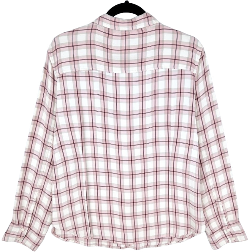 Tommy Hilfiger Womens Pink & White Striped Long Sleeve Button Shirt Size XL