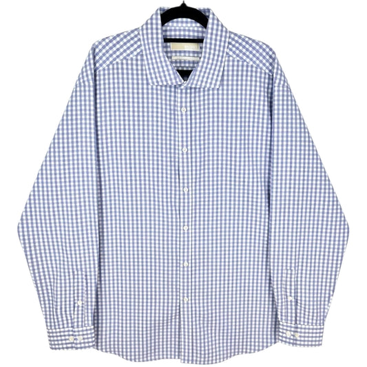 Michael Kors Purple Checkered Slim Fit Non Iron Dress Shirt Size 2XL