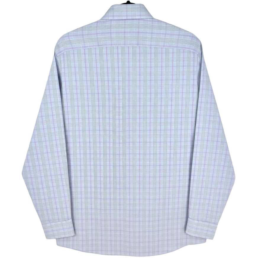 Michael Kors Steel Blue Checkered Non Iron Dress Shirt Size L