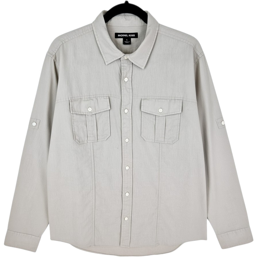 Michael Kors Light Brown Long Sleeve Button Shirt Size L