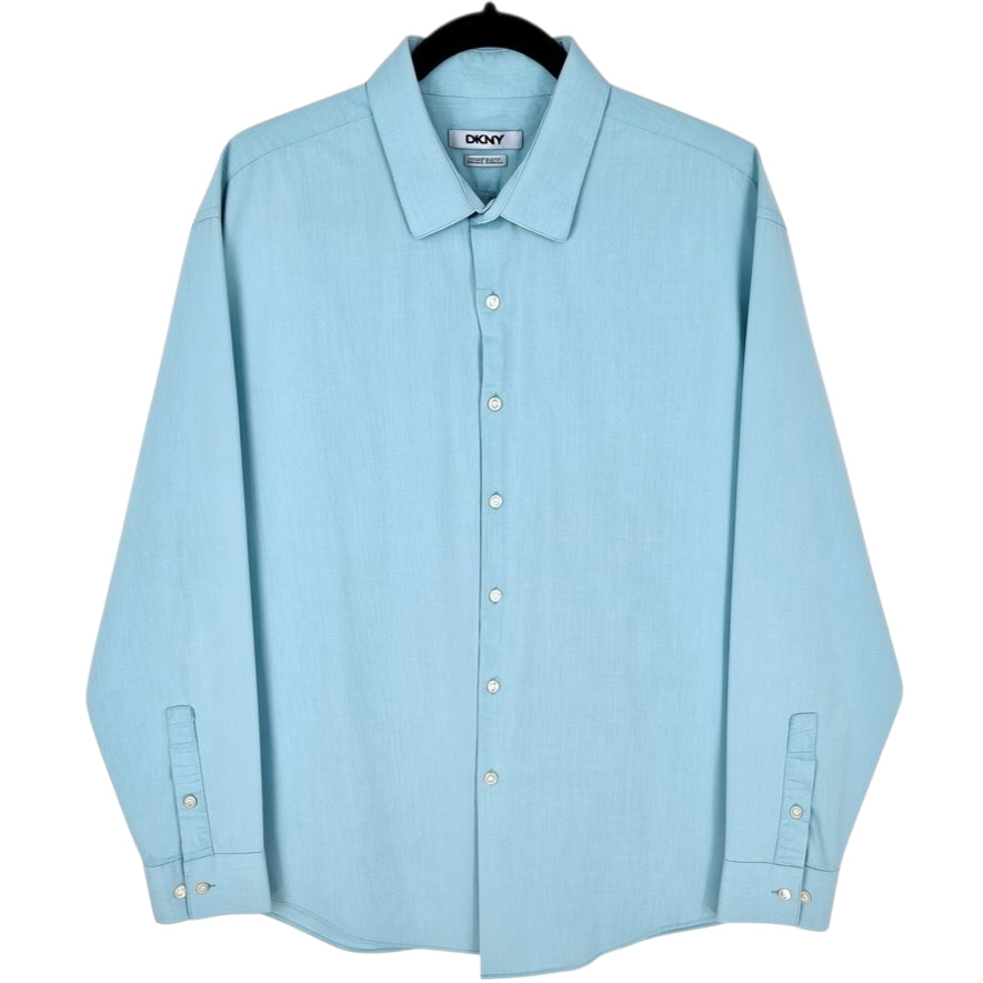 DKNY Aqua Blue Slim Fit Stretch Dress Shirt Size XL