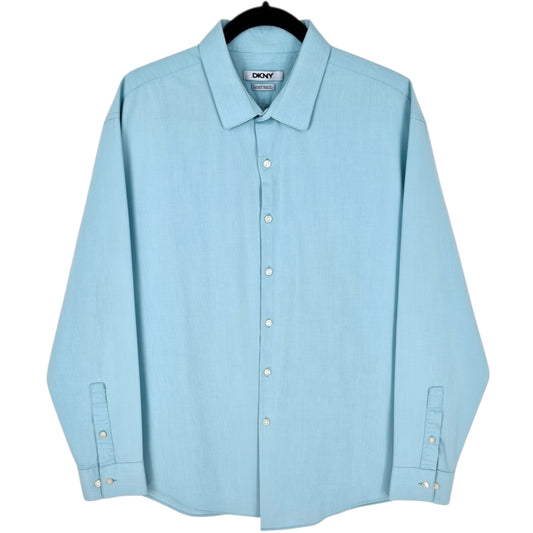 DKNY Aqua Blue Slim Fit Stretch Dress Shirt Size XL