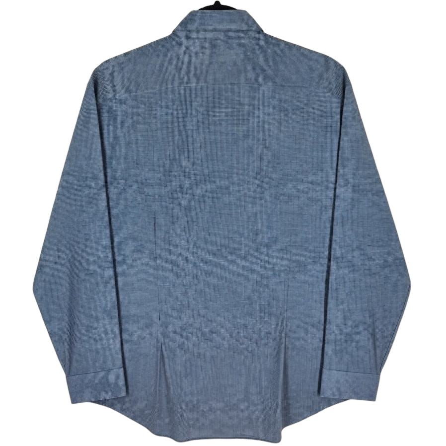 DKNY Blue Slim Fit Stretch Checkered Dress Shirt Size L