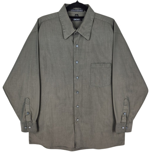 DKNY Dark Grey 80's 2 Ply Dress Shirt Size XL