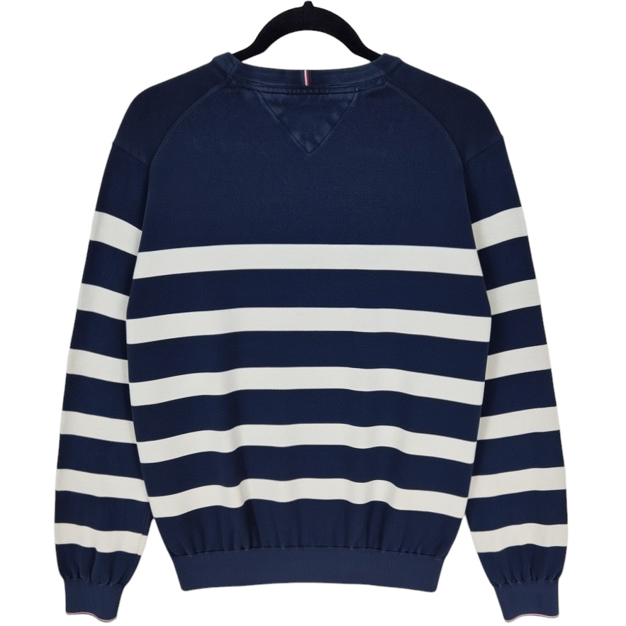 Tommy Hilfiger Dark Blue & White Striped Crewneck Knit Sweater Size L