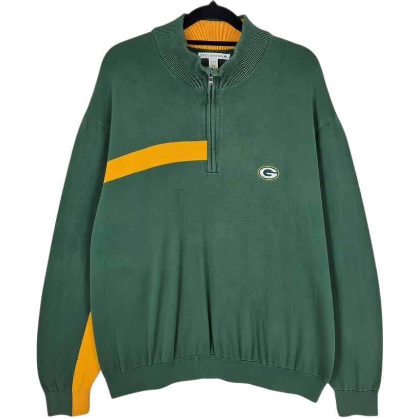 Green Bay Packers Quarter Zip Knit Sweater Size XL