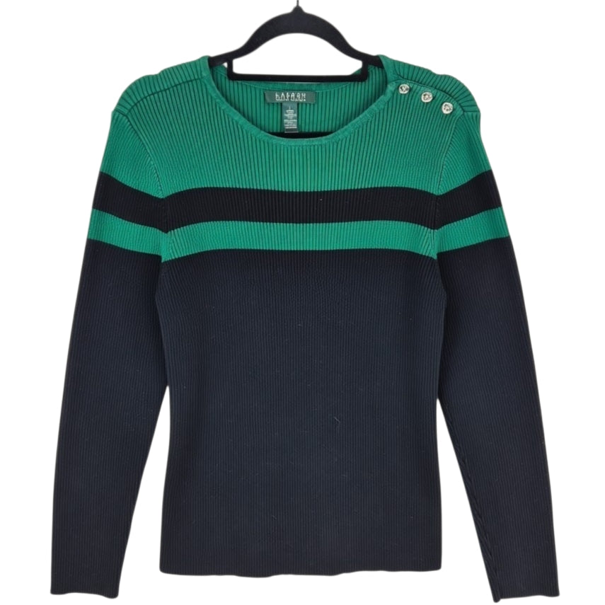 Vintage Ralph Lauren Green Label Womens Black Knit Sweater Size L