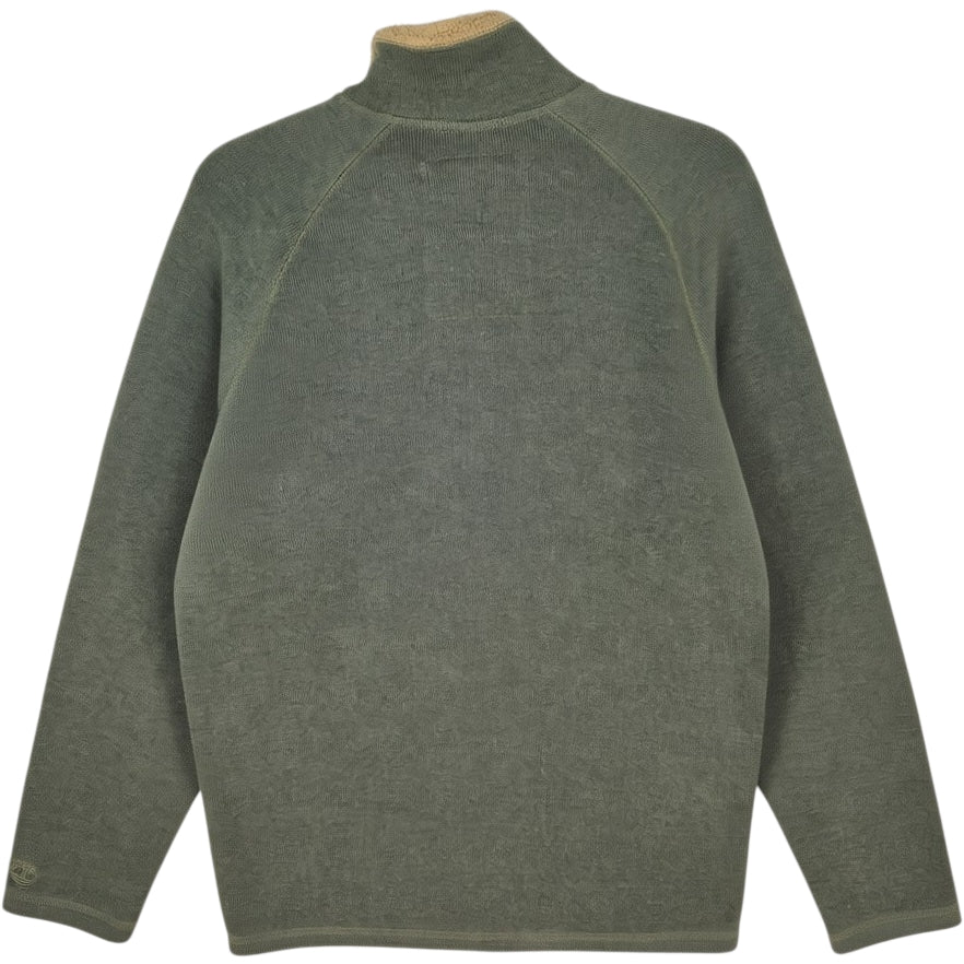 Timberland Olive Green Quarter Zip Fleece Knit Sweater Size L