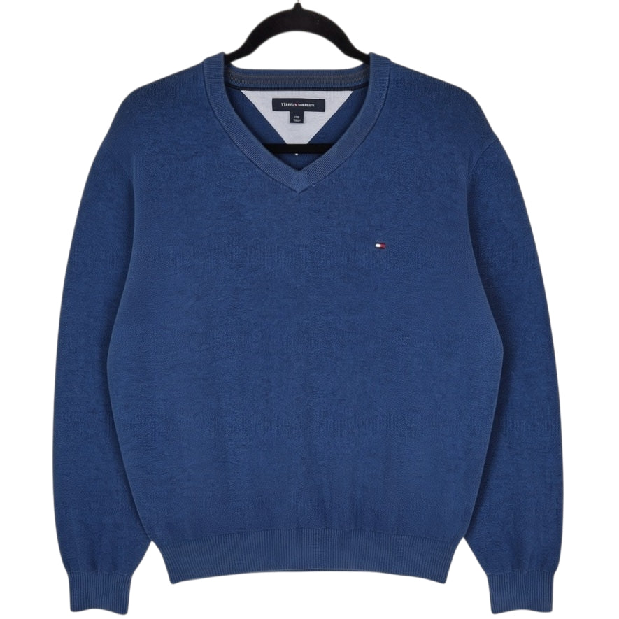 Tommy Hilfiger Blue V Neck Knit Sweater Size L