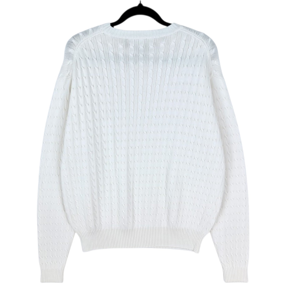 Vintage Polo Ralph Lauren Golf 90's White Crewneck Cable Knit Sweater Size L