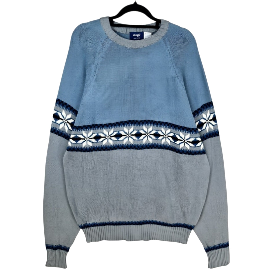 Vintage Wrangler 80's Steel Blue & Grey Acrylic Knit Sweater Size XL