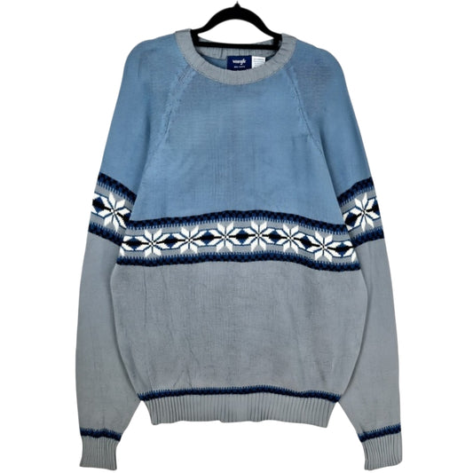 Vintage Wrangler 80's Steel Blue & Grey Acrylic Knit Sweater Size XL