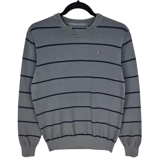 Tommy Hilfiger Grey Striped Crewneck Knit Sweater Size M