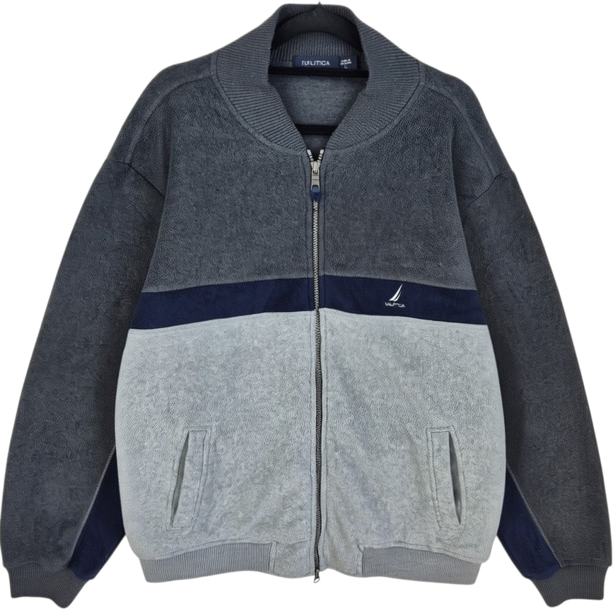 Nautica Grey Fleece Bomber Jacket Size L