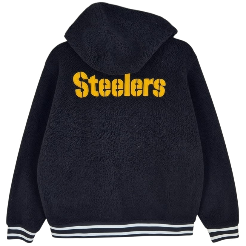 NFL Team Apparel Pittsburgh Steelers Black Full Zip Fleece Hoodie Size L