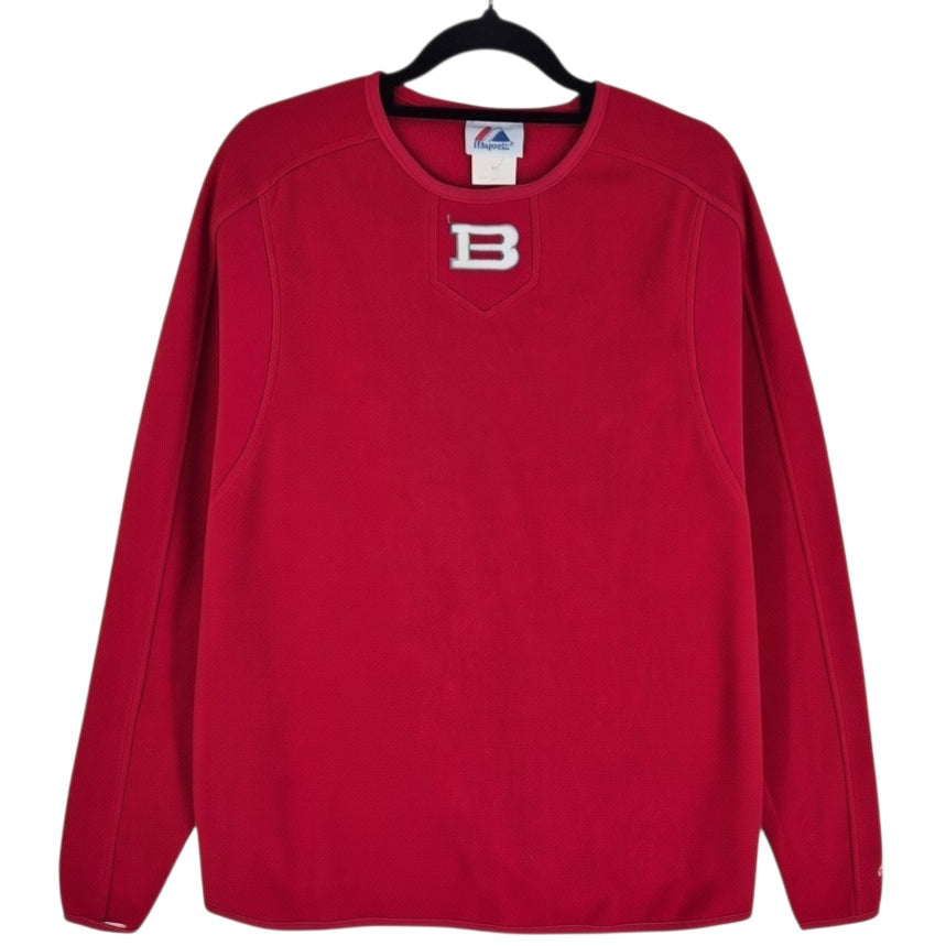 Vintage Majestic Baseball 90's Red Fleece Crewneck Sweatshirt Size M