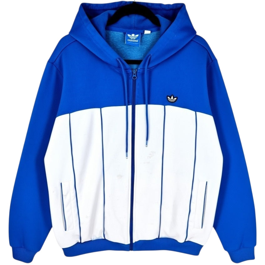 Adidas Blue & White Hooded Track Jacket Size L