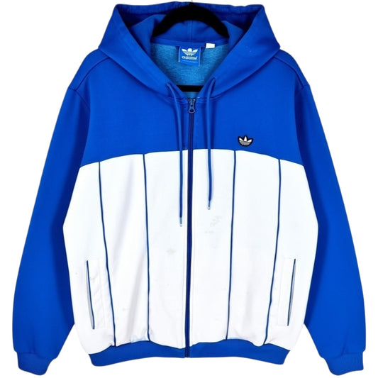 Adidas Blue & White Hooded Track Jacket Size L