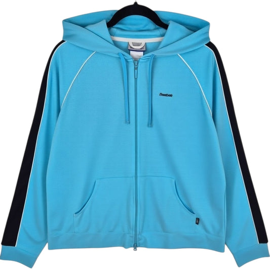 Vintage Reebok 2000's Womens Light Blue Hooded Track Jacket Size L
