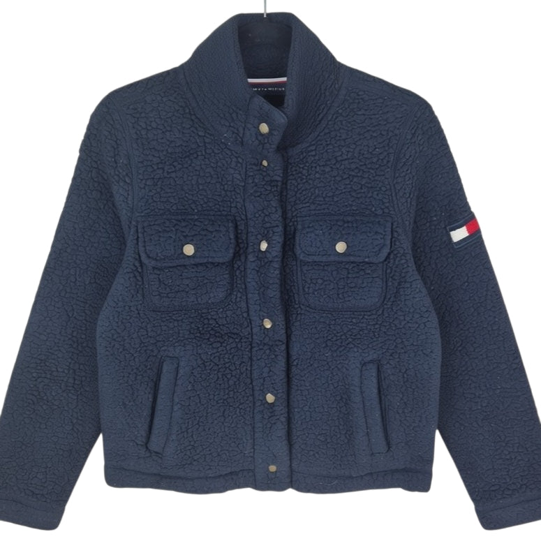 Tommy Hilfiger Womens Dark Blue Button Fleece Jumper Size L
