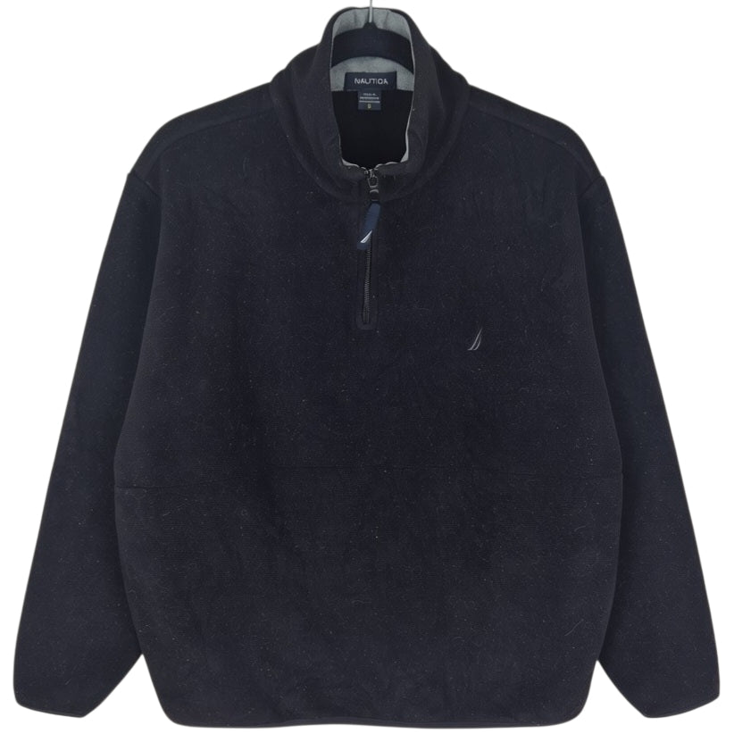 Vintage Nautica Black Quarter Zip Fleece Jumper Size S