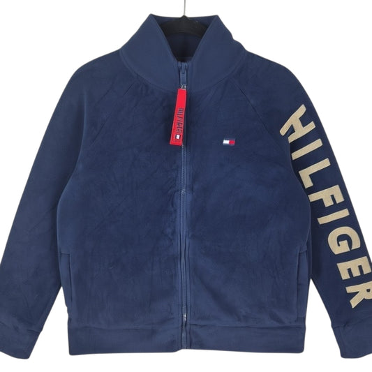 Tommy Hilfiger Sport Womens Blue Embroidered Fleece Zip Jumper Size L