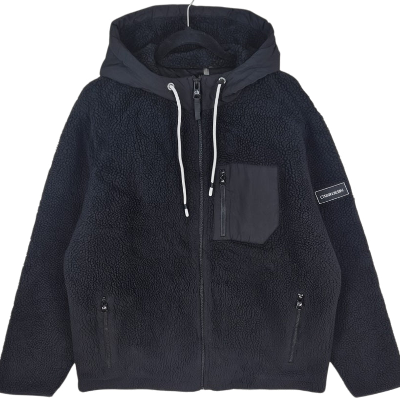 Calvin Klein Black Heavy Fleece Hooded Zip Jumper Size L