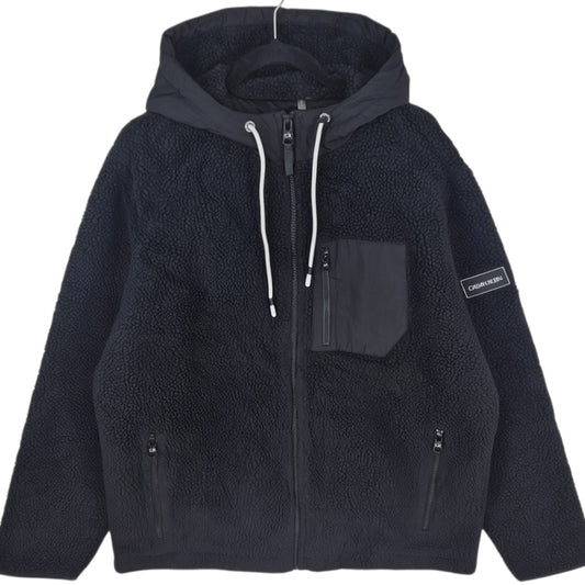 Calvin Klein Black Heavy Fleece Hooded Zip Jumper Size L