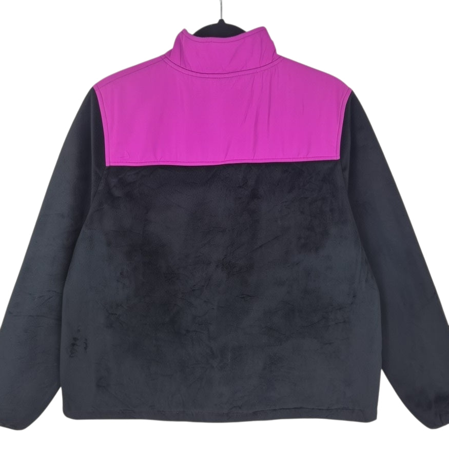 FILA Sport Womens Black & Purple Oversized Mink Fleece Zip Jumper Size XL