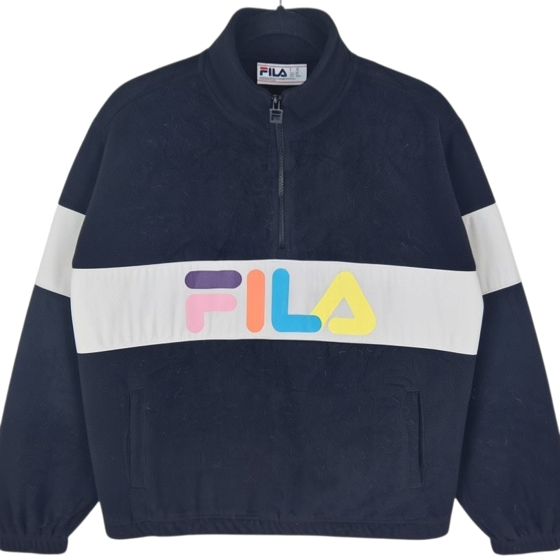 FILA Black Quarter Zip Fleece Jumper Size M