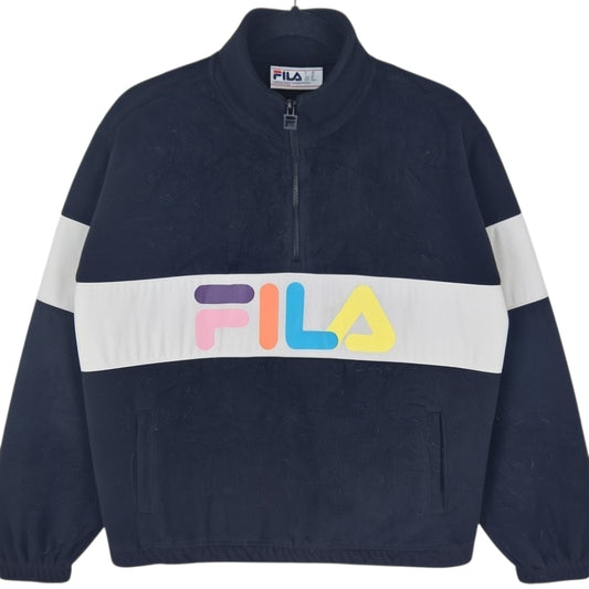 FILA Black Quarter Zip Fleece Jumper Size M