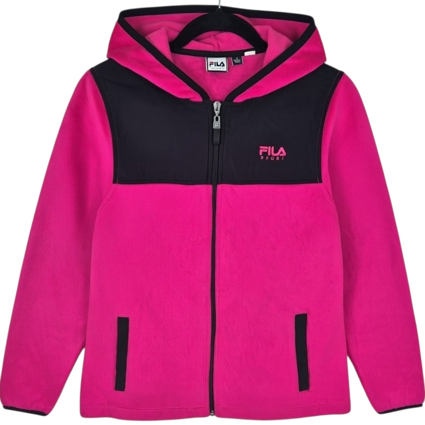 FILA Sport Womens Hot Pink Hooded Mink Fleece Zip Jumper Size S