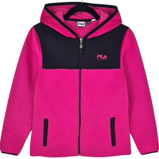 FILA Sport Womens Hot Pink Hooded Mink Fleece Zip Jumper Size S