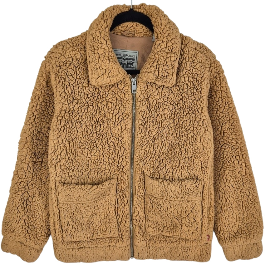 Levis Brown Fleece Zip Jumper Size S