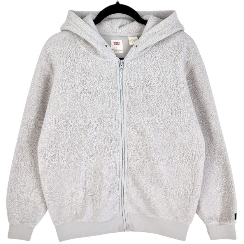 Levis Oat Grey Fleece Zip Hoodie Size S