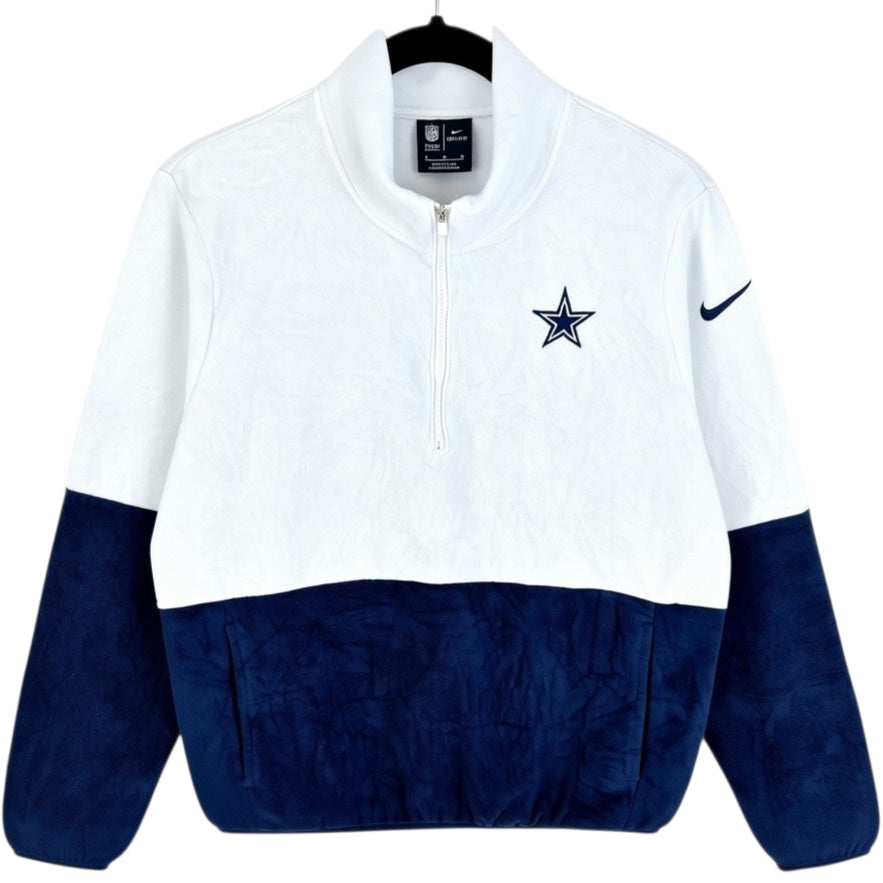 Nike NFL Dallas Cowboys Womens White & Blue Quarter Zip Fleece Jumper Size M