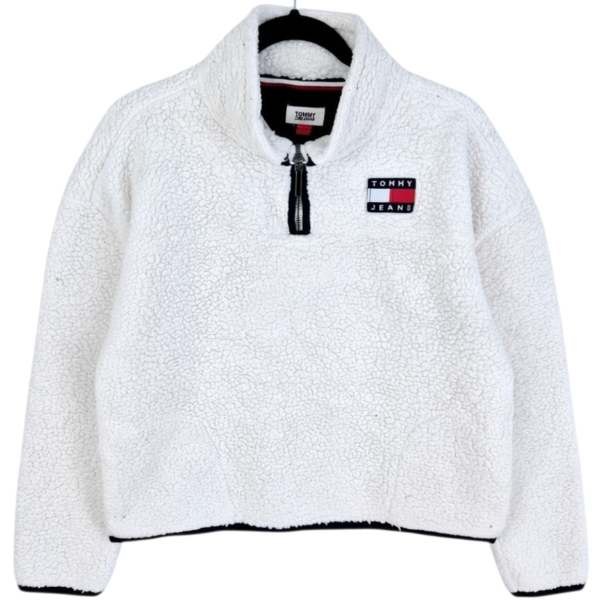 Tommy Hilfiger Womens White Quarter Zip Fleece Jumper Size M