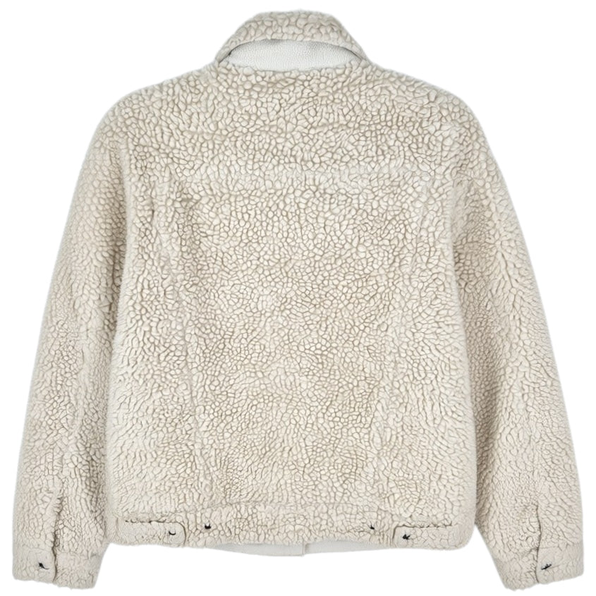 Levis Womens Cream Brown Quilted Button Fleece Jacket Size S