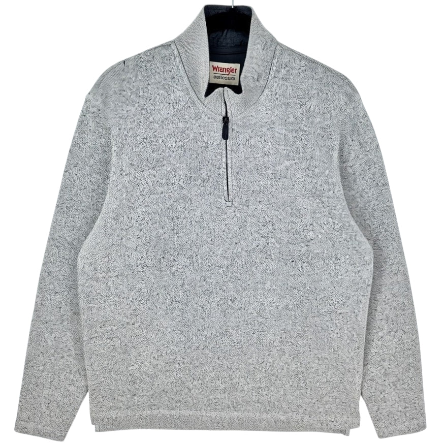 Wrangler Authentics Light Grey Quarter Zip Fleece Jumper Size M