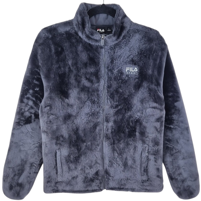 FILA Sport Womens Dark Grey Mink Fleece Zip Jumper Size L