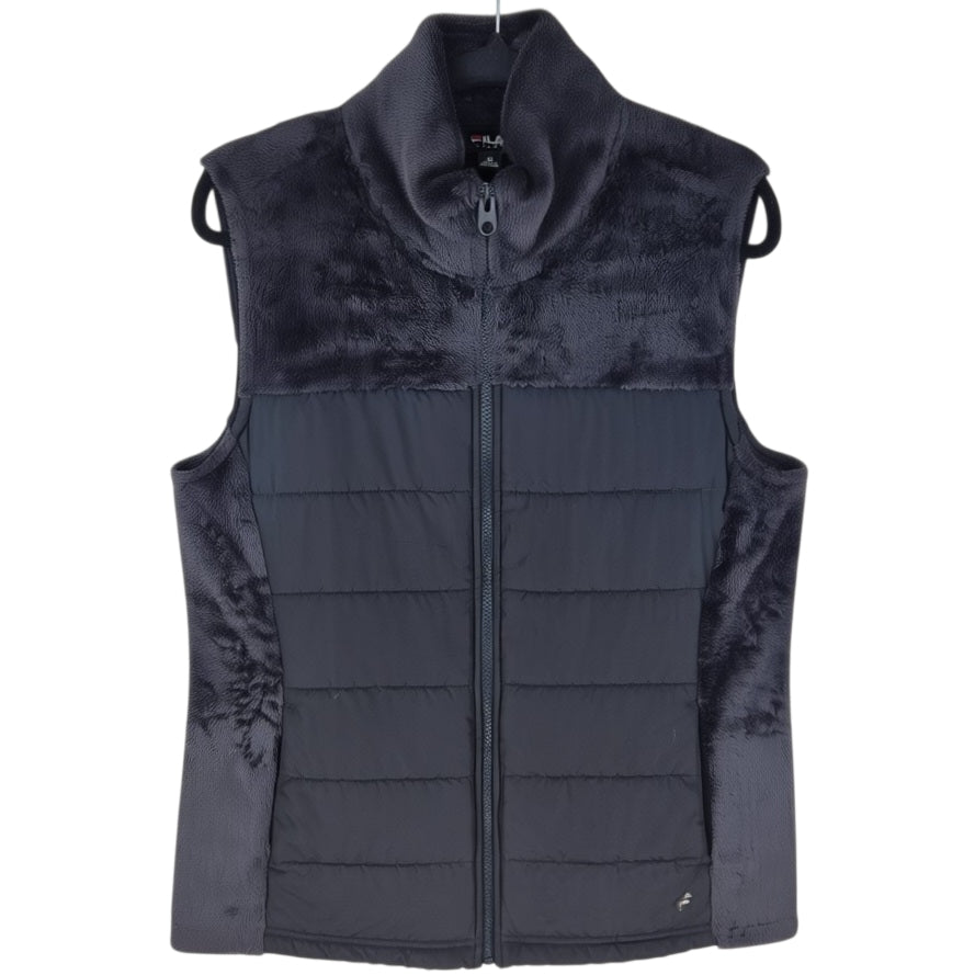 FILA Sport Womens Dark Grey Mink Fleece Zip Vest Size M